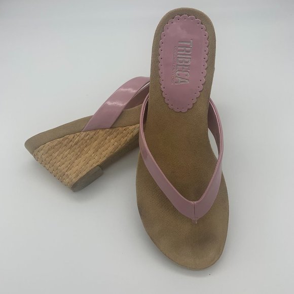 Tribeca by Kenneth Cole Shoes - Pink Wedge with Weave Detail on Heels Size 7.5